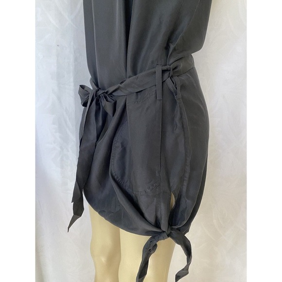 Kerrigan Silk Mini Dress Belted Color Block Cap Sleeve Black Magenta Poc… - Picture 3 of 6